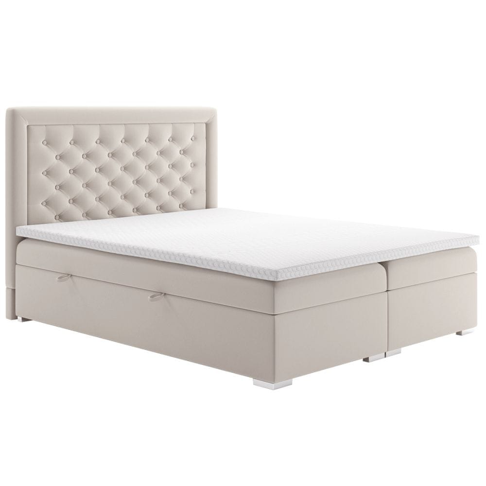 KONDELA Čalúnená manželská posteľ s matracom Dorman 180x200 cm - krémová
